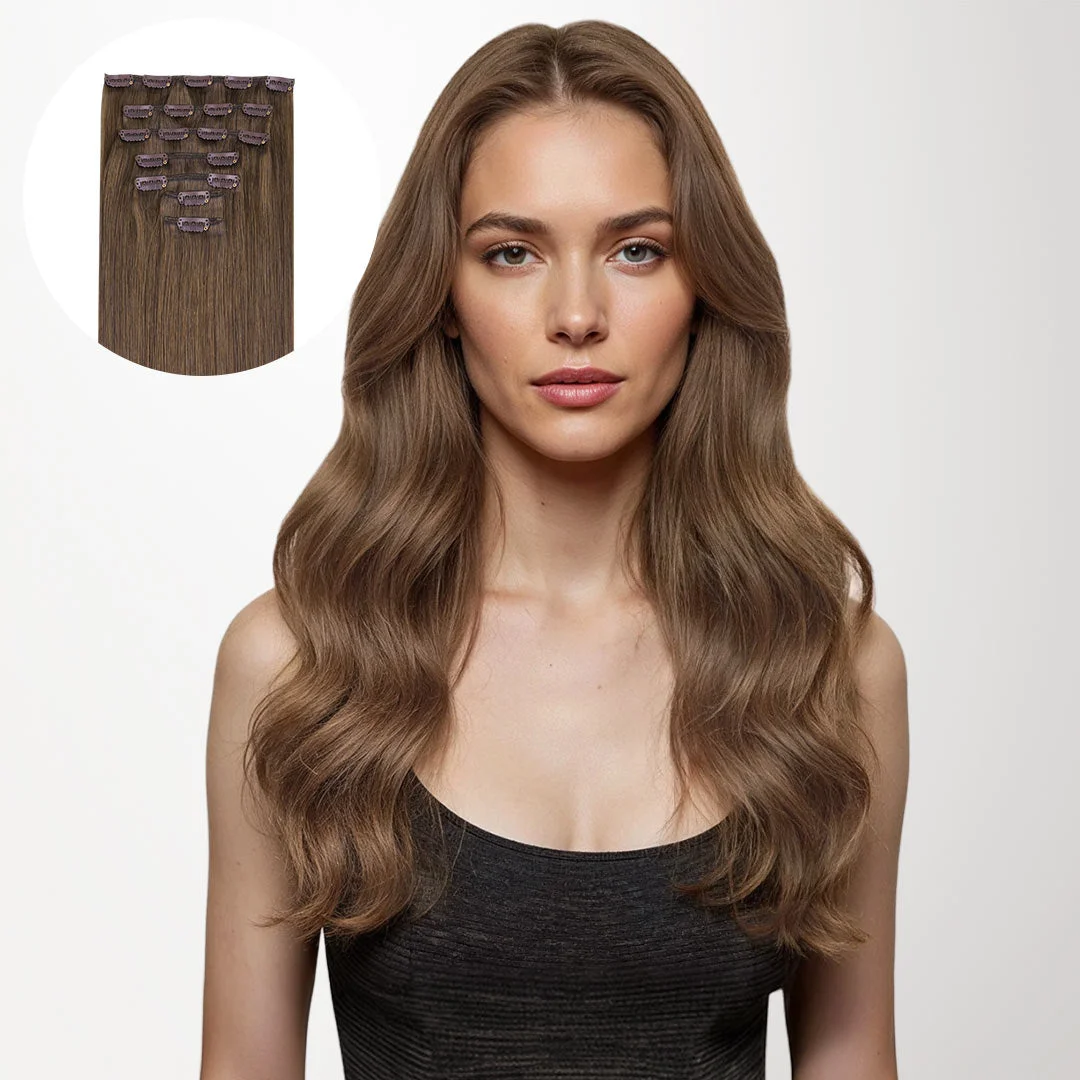 Model with ash-brown waves in official GOO GOO product photography
